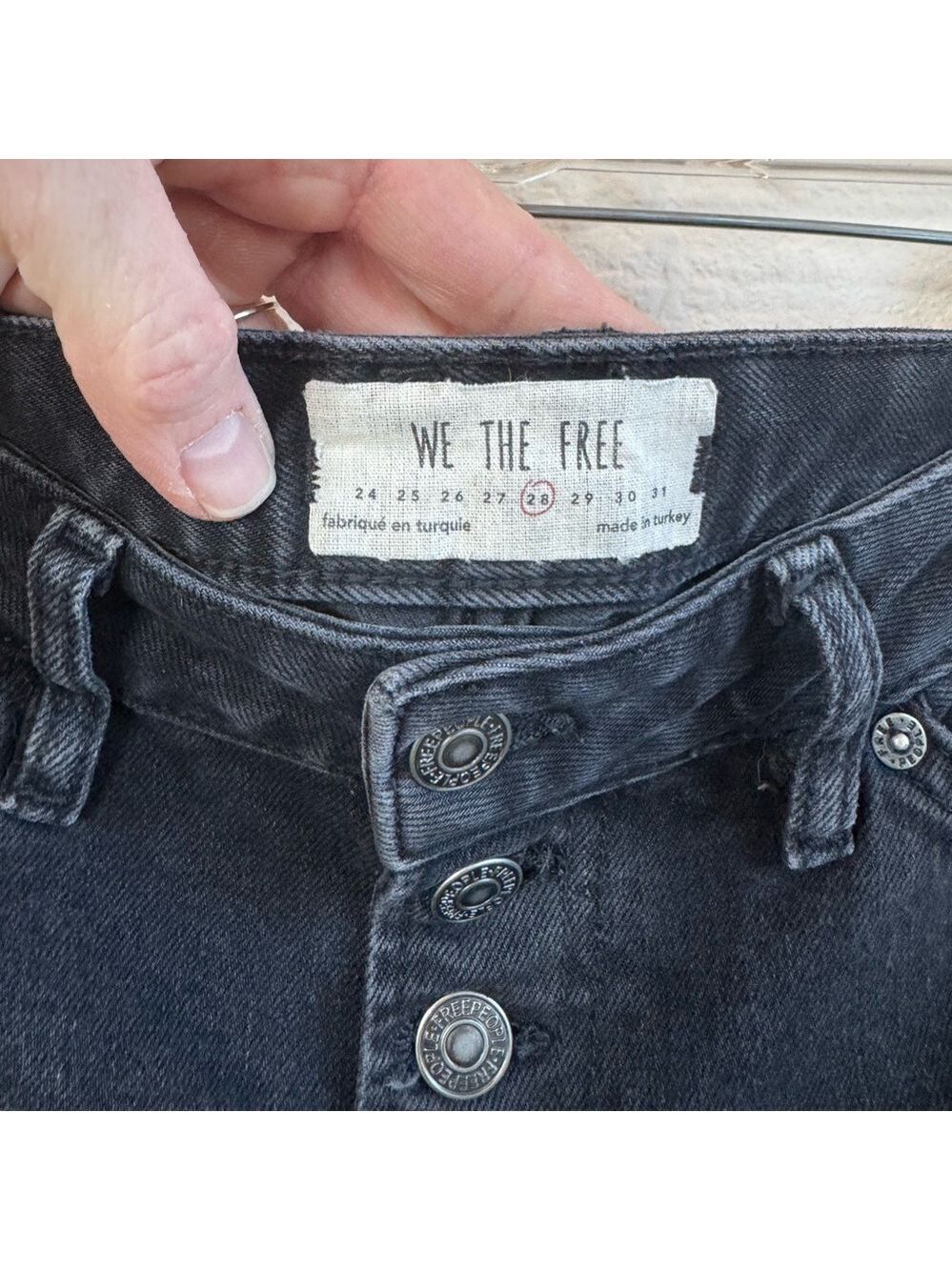 FREE PEOPLE High-Rise Black/Grey Stonewashed Denim - Picture 4 of 12